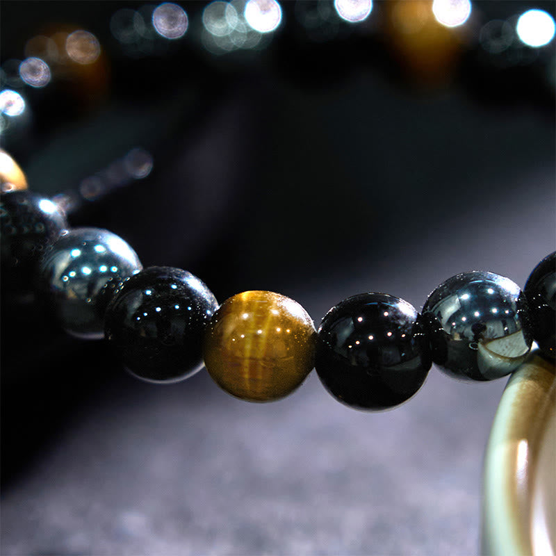 KarmaRipple's Authentic Tiger's Eye Obsidian Hematite Positive Powerful Bracelet p5