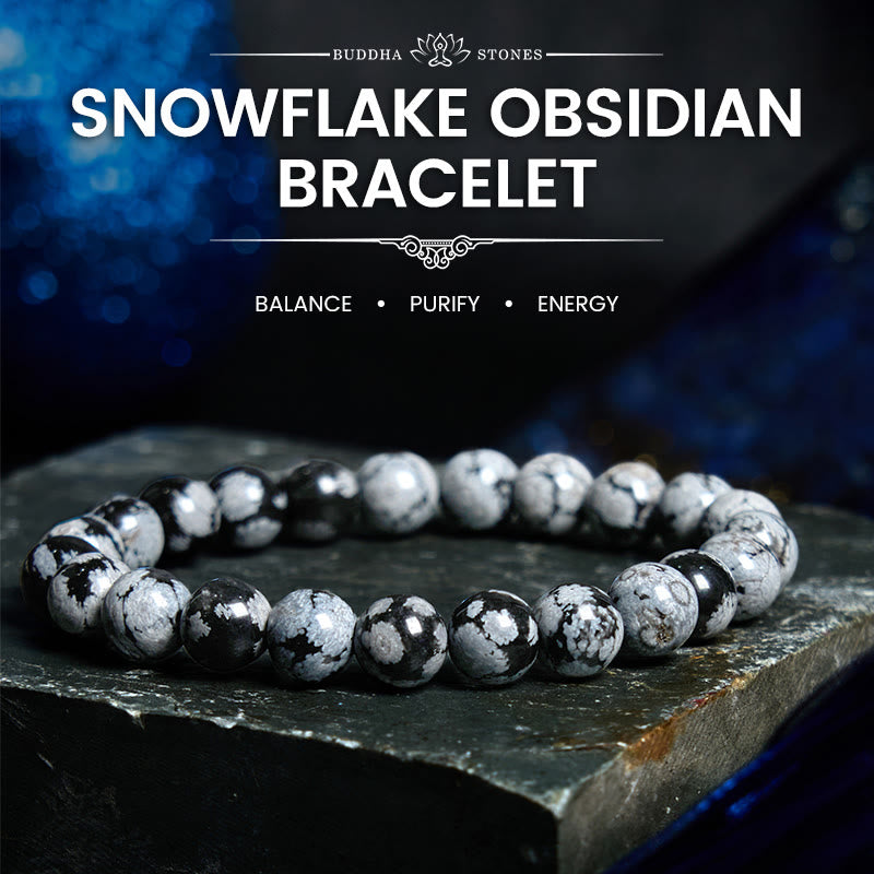KarmaRipple's Snowflake Obsidian Balance Bracelet p1
