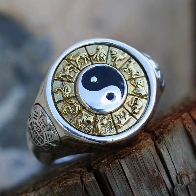 KarmaRipple's Yin Yang Chinese Zodiac Bronze Wealth Adjustable Ring p4