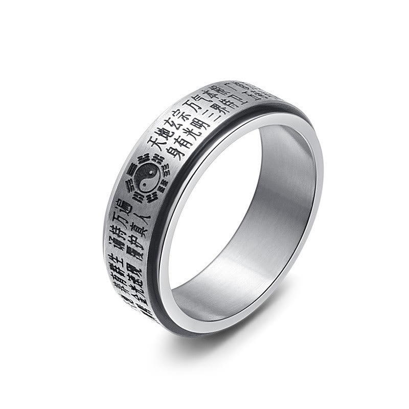 KarmaRipple's Bagua Yin Yang Chinese Characters Titanium Steel Balance Rotatable Ring p4