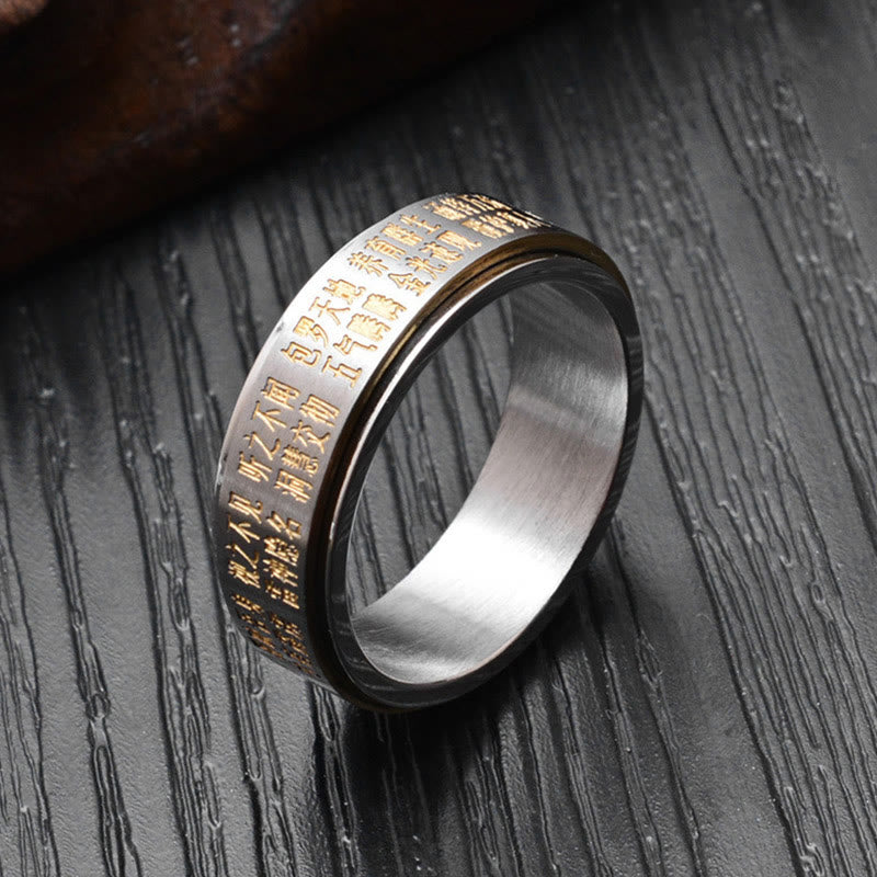 KarmaRipple's Bagua Yin Yang Chinese Characters Titanium Steel Balance Rotatable Ring p27