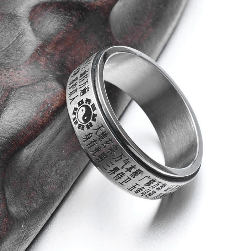 KarmaRipple's Bagua Yin Yang Chinese Characters Titanium Steel Balance Rotatable Ring p6