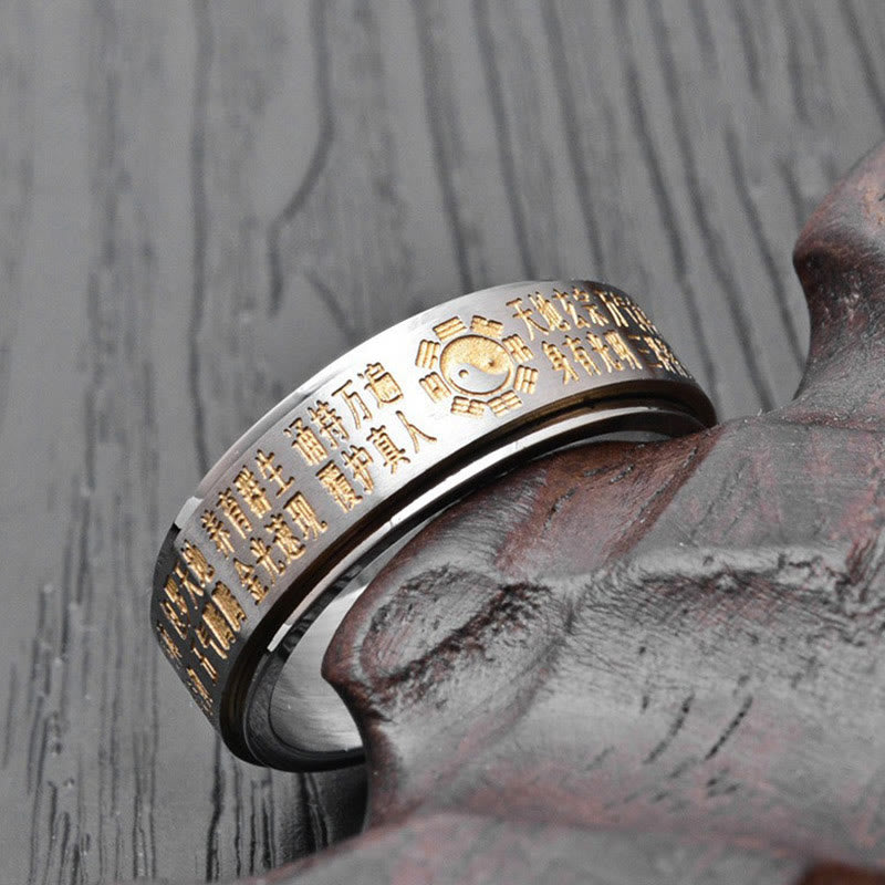 KarmaRipple's Bagua Yin Yang Chinese Characters Titanium Steel Balance Rotatable Ring p11