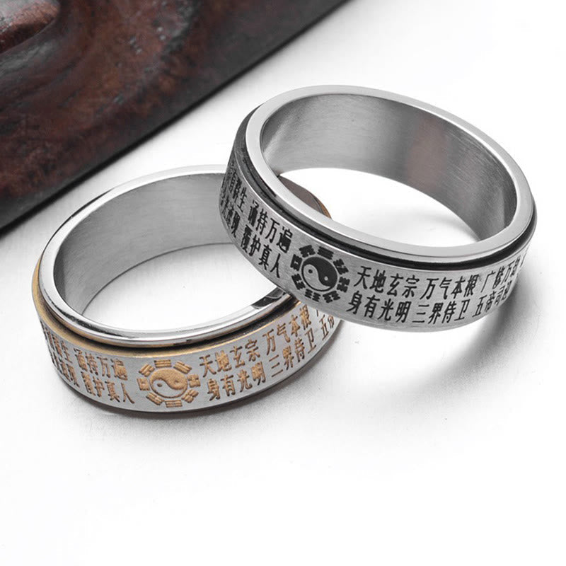 KarmaRipple's Bagua Yin Yang Chinese Characters Titanium Steel Balance Rotatable Ring p15