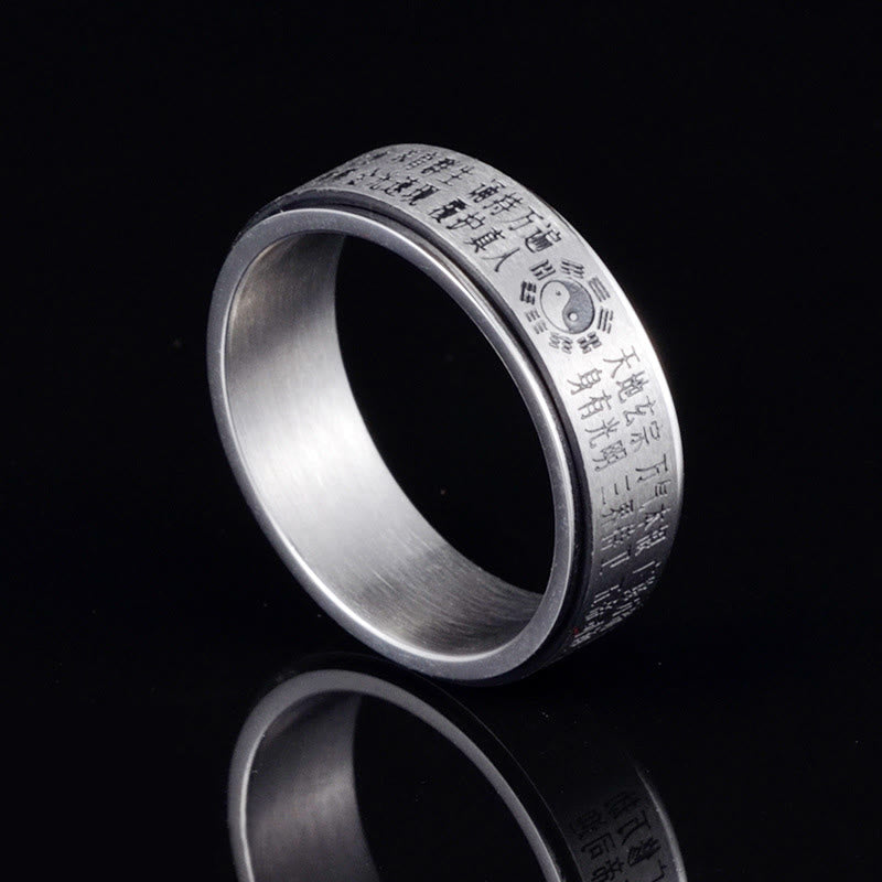KarmaRipple's Bagua Yin Yang Chinese Characters Titanium Steel Balance Rotatable Ring p1