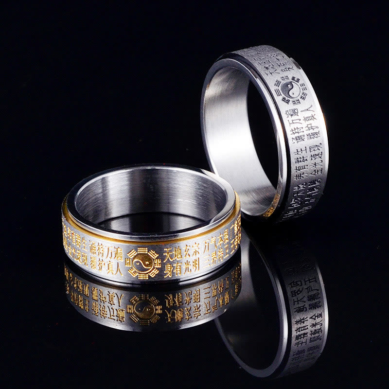 KarmaRipple's Bagua Yin Yang Chinese Characters Titanium Steel Balance Rotatable Ring p14