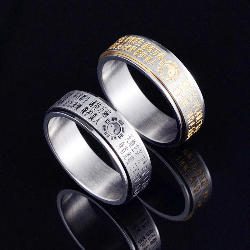 KarmaRipple's Bagua Yin Yang Chinese Characters Titanium Steel Balance Rotatable Ring p3