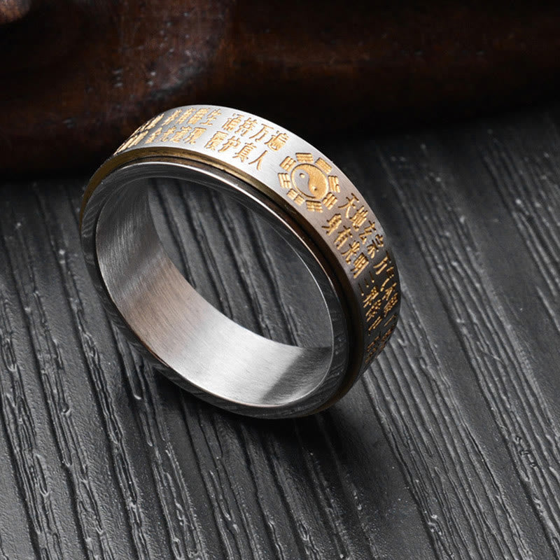 KarmaRipple's Bagua Yin Yang Chinese Characters Titanium Steel Balance Rotatable Ring p12
