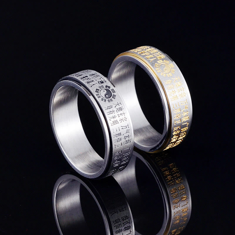 KarmaRipple's Bagua Yin Yang Chinese Characters Titanium Steel Balance Rotatable Ring p13
