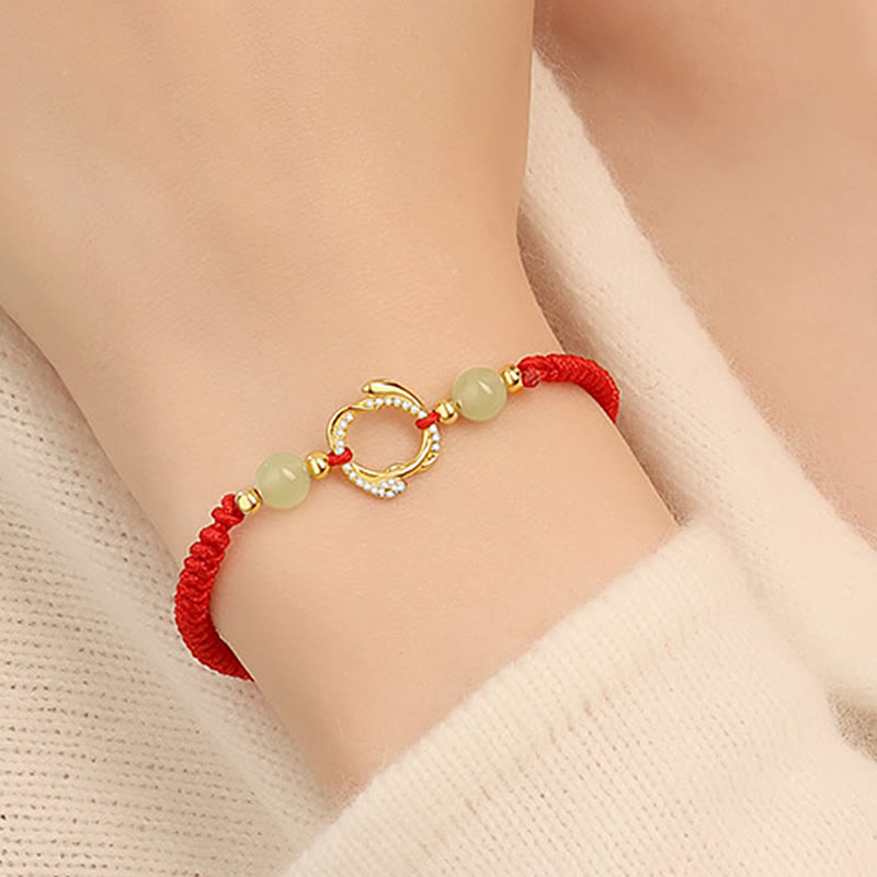 KarmaRipple's Red String Hetian Jade 925 Sterling Silver Cubic Zirconia Year of the Snake Protection Bracelet p4