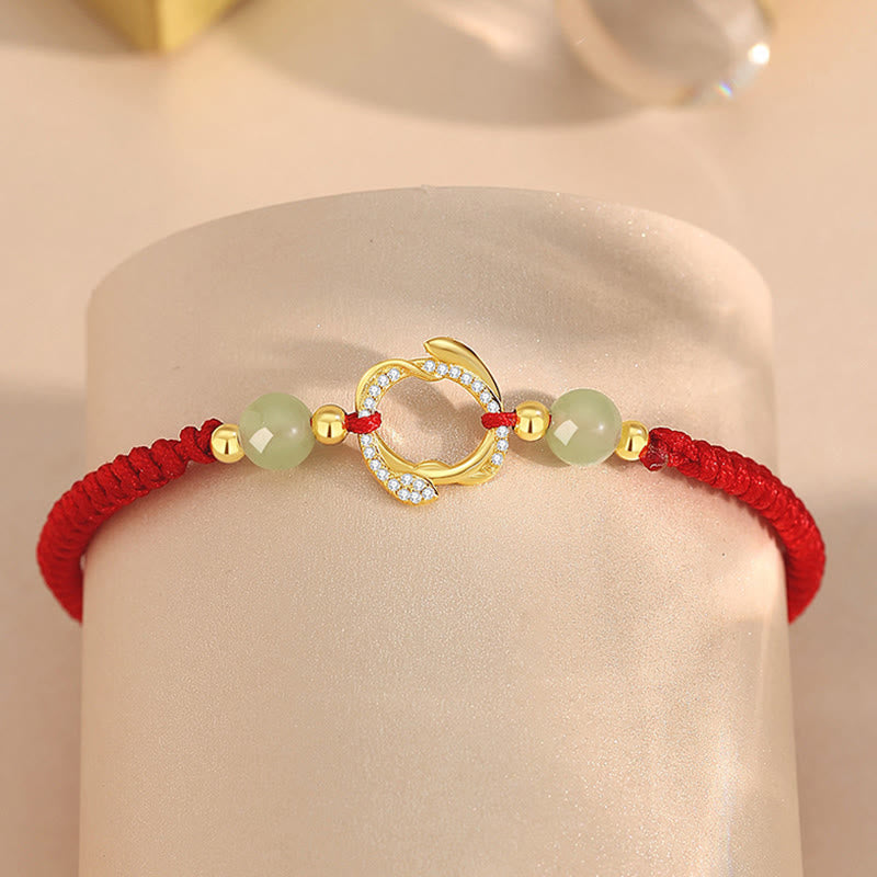 KarmaRipple's Red String Hetian Jade 925 Sterling Silver Cubic Zirconia Year of the Snake Protection Bracelet p2