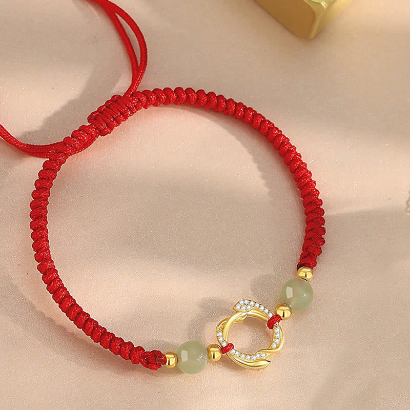 KarmaRipple's Red String Hetian Jade 925 Sterling Silver Cubic Zirconia Year of the Snake Protection Bracelet p3