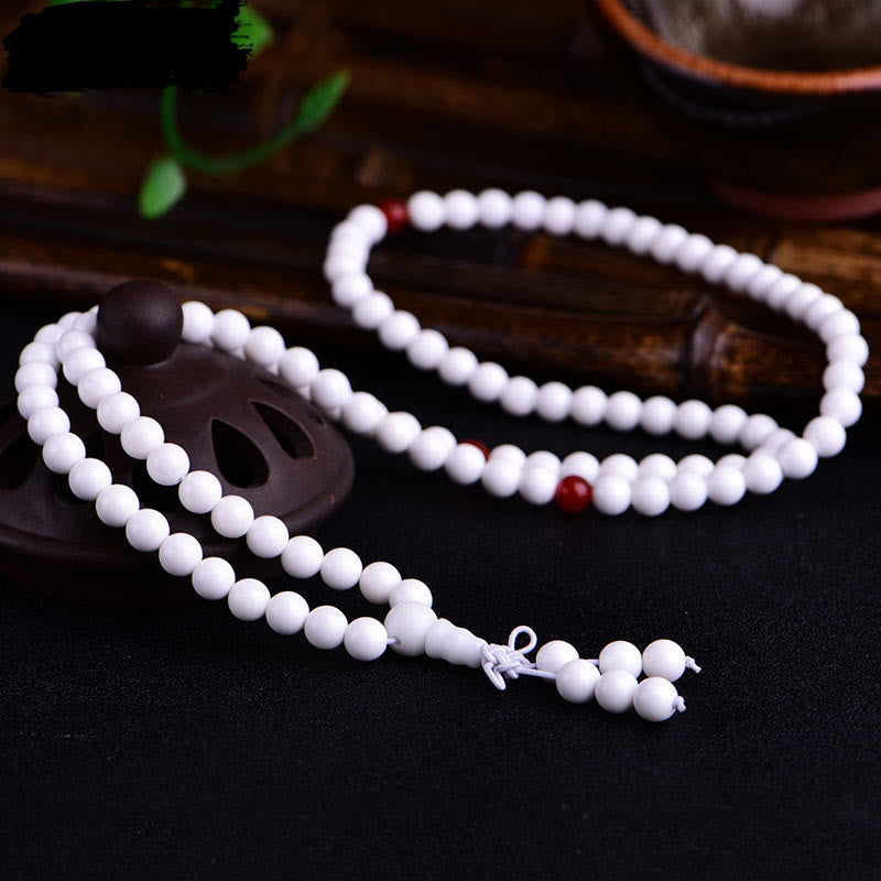 KarmaRipple's 108 Mala Beadwork Ivory Porcelain Six True Words 'Om Mani Padme Hum' Patience Bracelet p15