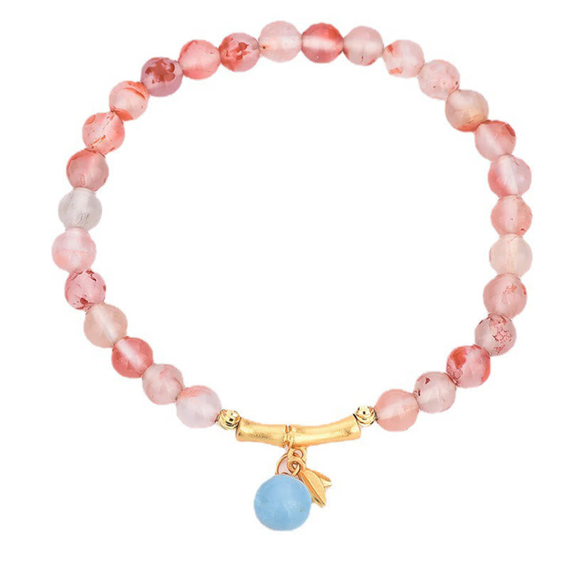 KarmaRipple's South Red Agate Aquamarine Pearl Hetian Jade Bamboo Flower Fortune Bracelet p5