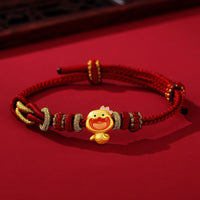 KarmaRipple's Red String 925 Sterling Silver Year of the Snake Cute Crown Snake Strength Bracelet