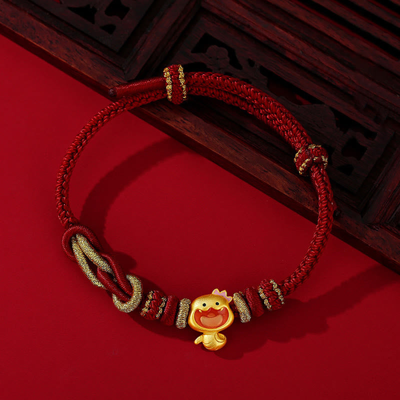 KarmaRipple's Red String 925 Sterling Silver Year of the Snake Cute Crown Snake Strength Bracelet p2