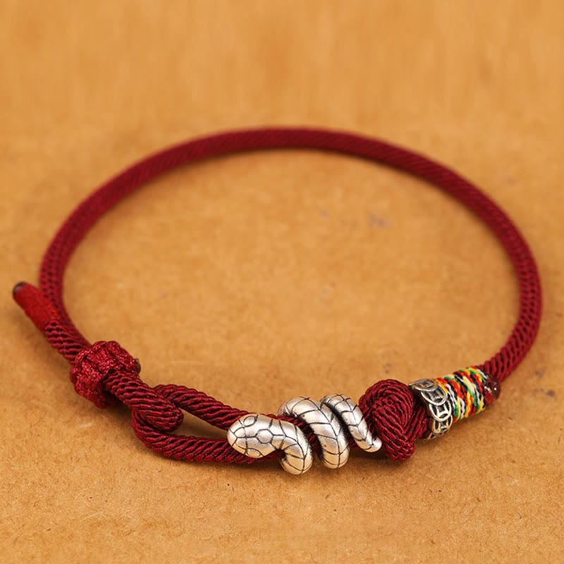 KarmaRipple's Red String 925 Sterling Silver Year of the Snake Coin Ring Snake Fortune Bracelet p3