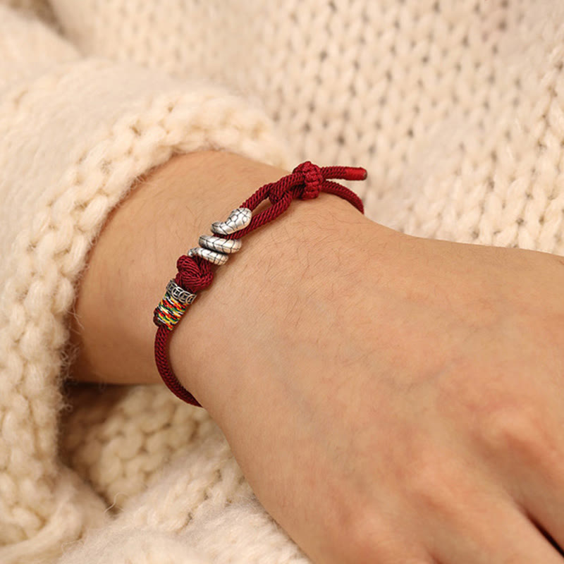 KarmaRipple's Red String 925 Sterling Silver Year of the Snake Coin Ring Snake Fortune Bracelet p10