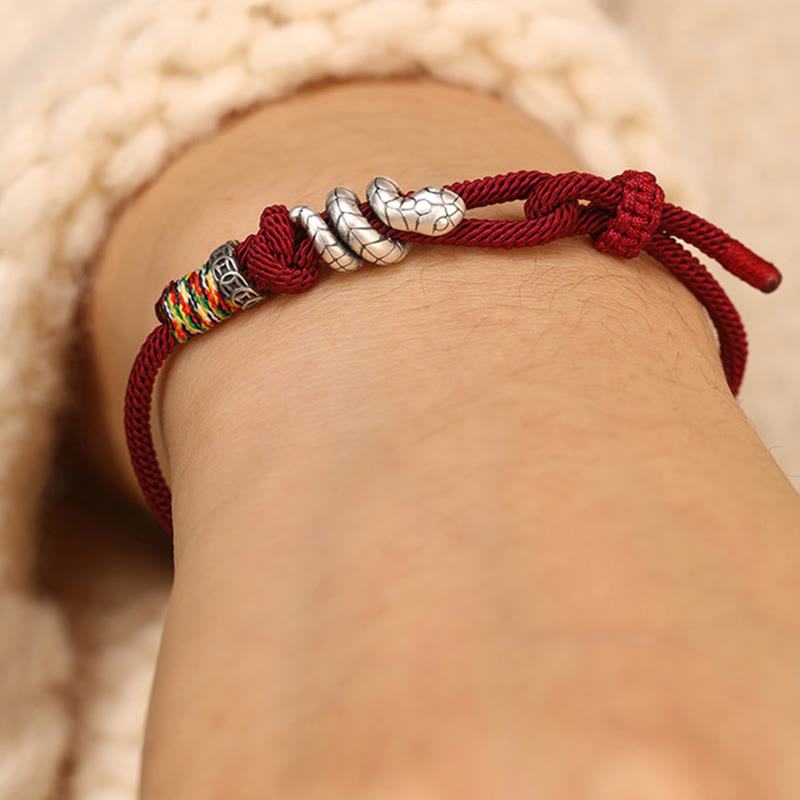 KarmaRipple's Red String 925 Sterling Silver Year of the Snake Coin Ring Snake Fortune Bracelet p5