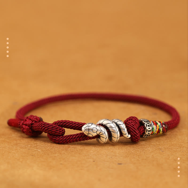 KarmaRipple's Red String 925 Sterling Silver Year of the Snake Coin Ring Snake Fortune Bracelet p1