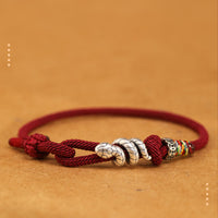 KarmaRipple's Red String 925 Sterling Silver Year of the Snake Coin Ring Snake Fortune Bracelet