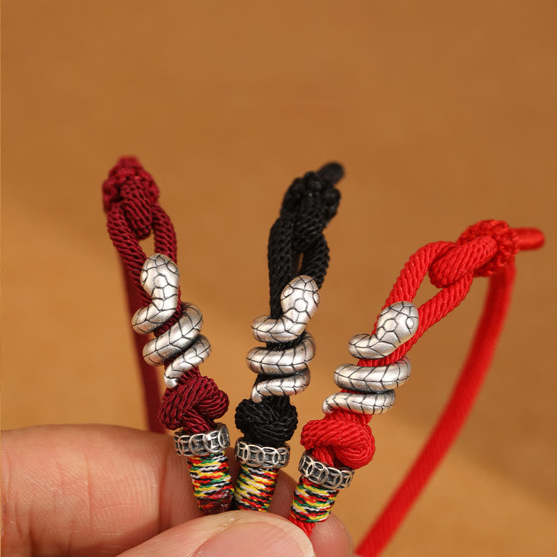 KarmaRipple's Red String 925 Sterling Silver Year of the Snake Coin Ring Snake Fortune Bracelet p2