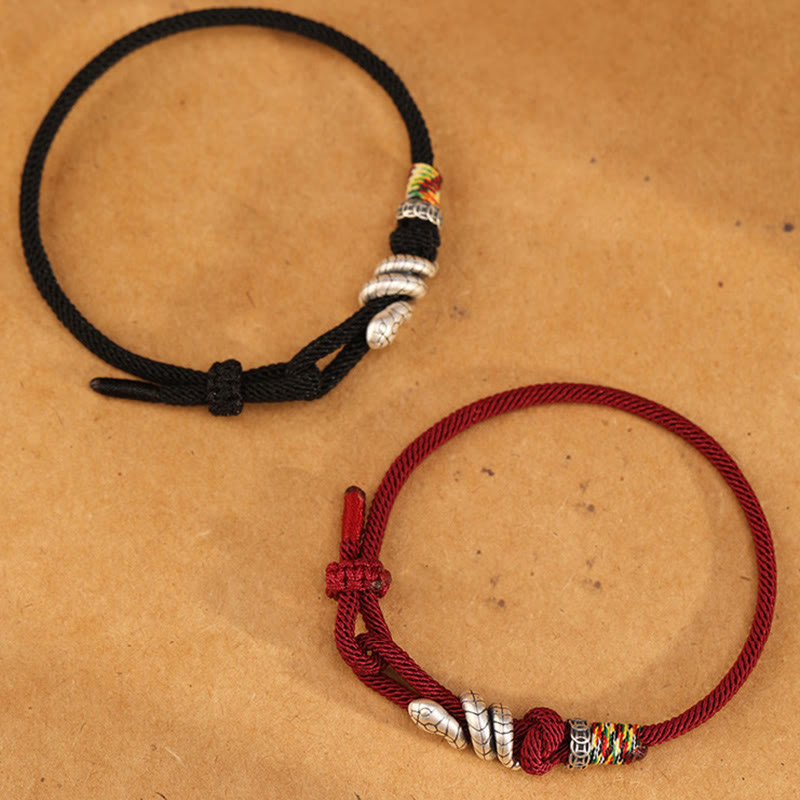 KarmaRipple's Red String 925 Sterling Silver Year of the Snake Coin Ring Snake Fortune Bracelet p13