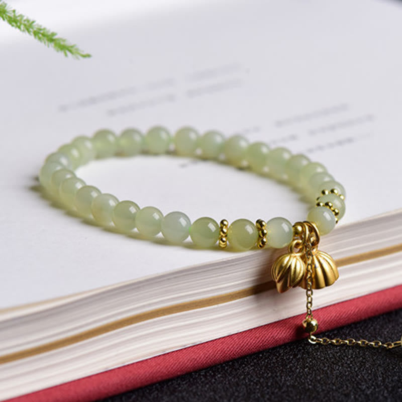 KarmaRipple's Authentic Hetian Jade Lotus Fortune Bracelet p4