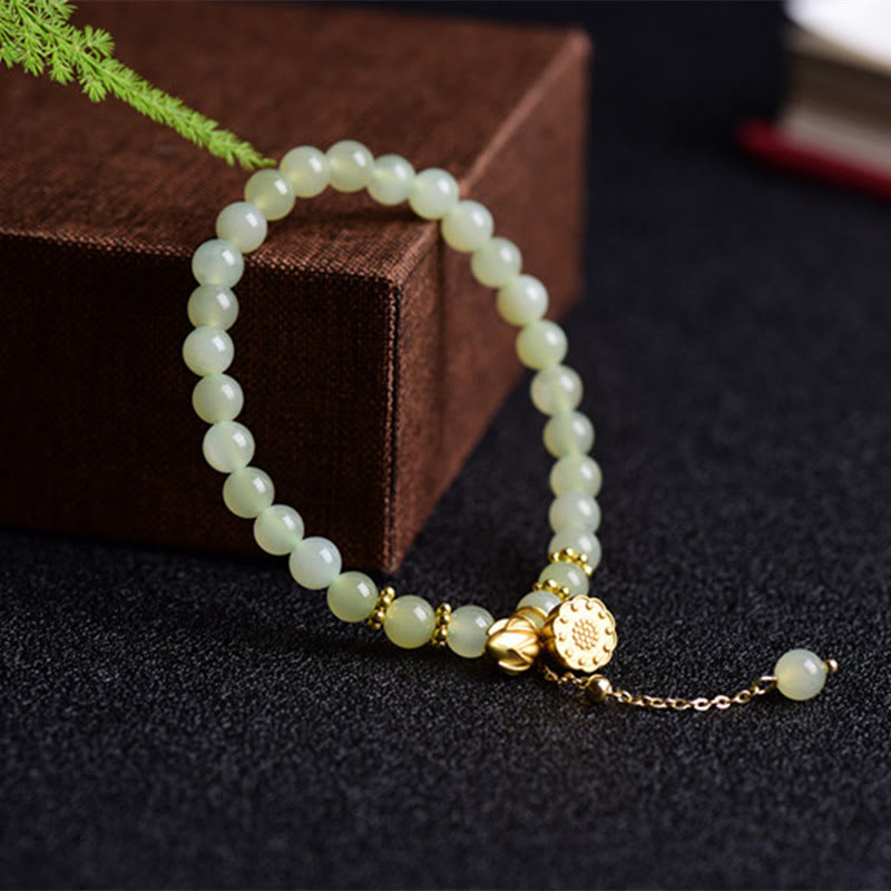 KarmaRipple's Authentic Hetian Jade Lotus Fortune Bracelet p6
