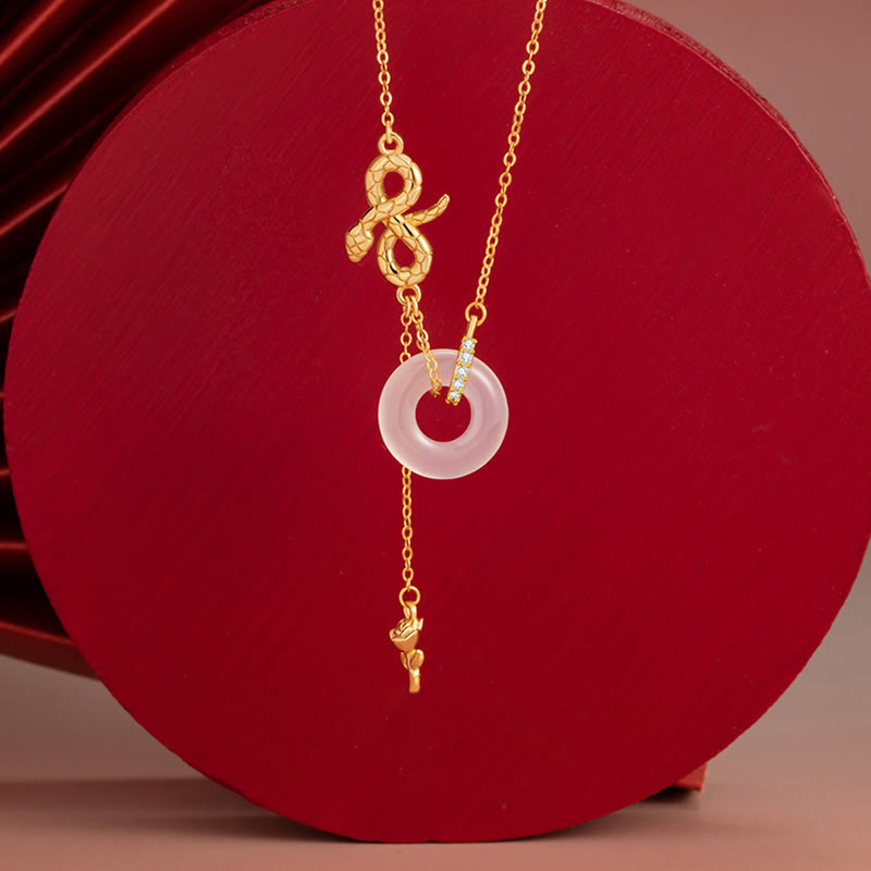 KarmaRipple's Chalcedony 925 Sterling Silver Year of the Snake Rose Balance Pendant Necklace p1