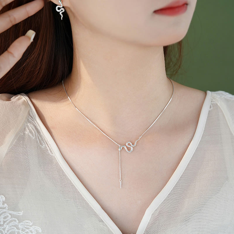 KarmaRipple's 925 Sterling Silver Year of the Snake Balance Pendant Necklace Earrings Set p5