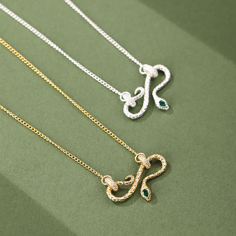 KarmaRipple's 999 Sterling Silver Year of the Snake Coiling Snake Infinite Symbol Blessing Pendant Necklace p3