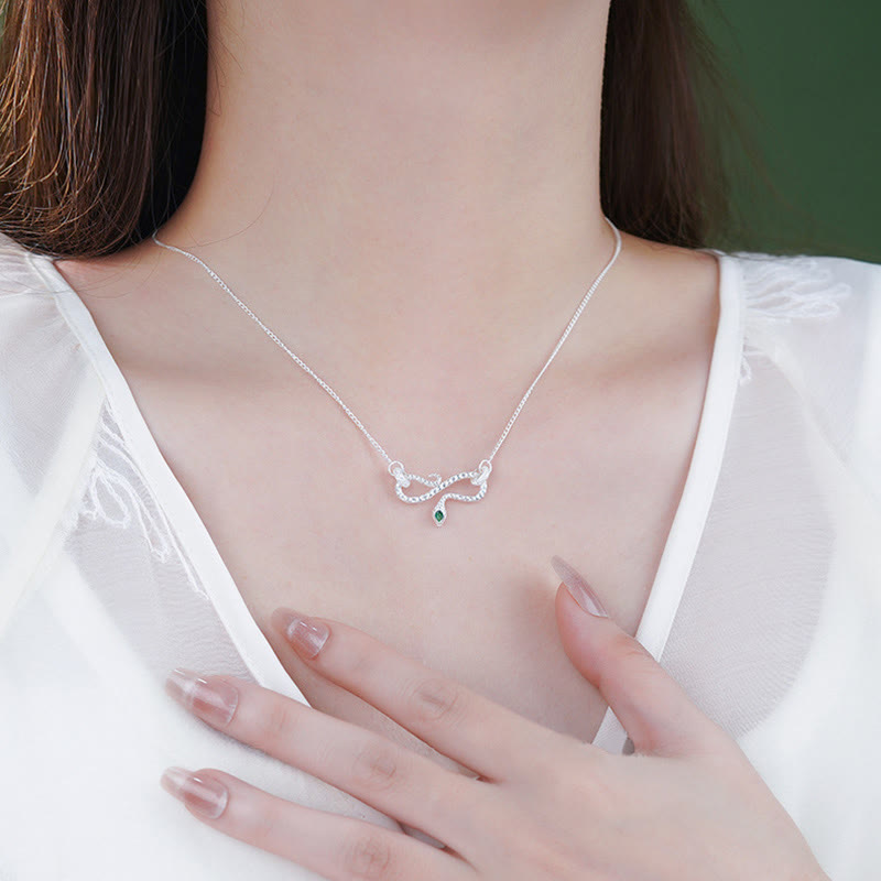 KarmaRipple's 999 Sterling Silver Year of the Snake Coiling Snake Infinite Symbol Blessing Pendant Necklace p7
