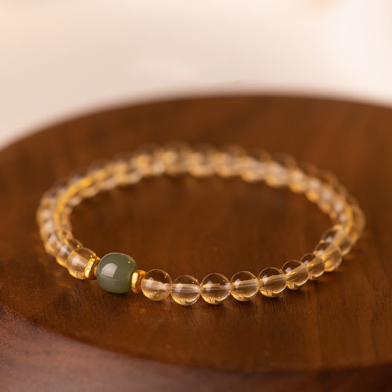 KarmaRipple's Small Citrine Jade Beadwork Prosperity Bracelet p3