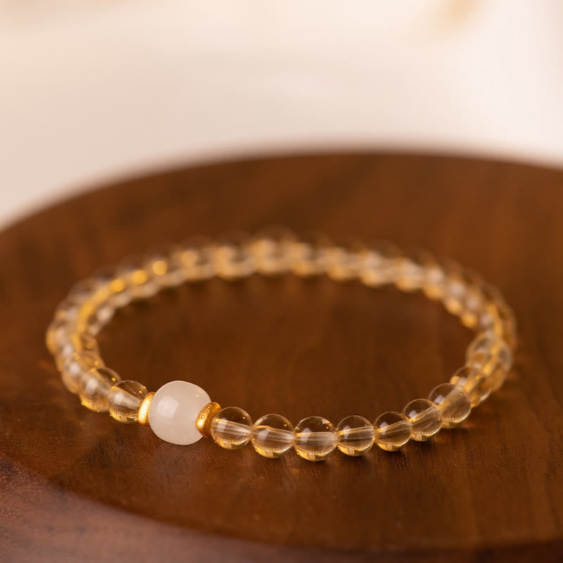KarmaRipple's Small Citrine Jade Beadwork Prosperity Bracelet p11