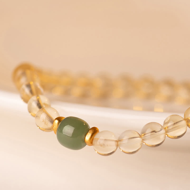 KarmaRipple's Small Citrine Jade Beadwork Prosperity Bracelet p4