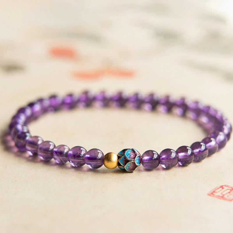KarmaRipple's Authentic Amethyst Lotus Spiritual Awareness Bracelet p1