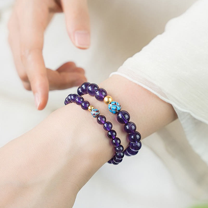 KarmaRipple's Authentic Amethyst Lotus Spiritual Awareness Bracelet p15