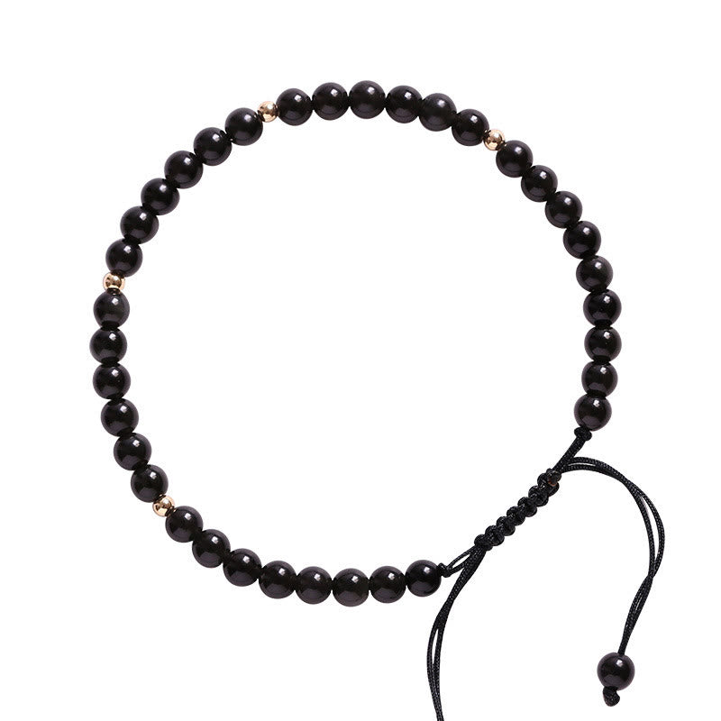 KarmaRipple's Small Black Obsidian Beadwork Fulfillment Rope Bracelet p14