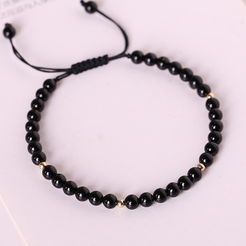 KarmaRipple's Small Black Obsidian Beadwork Fulfillment Rope Bracelet p3