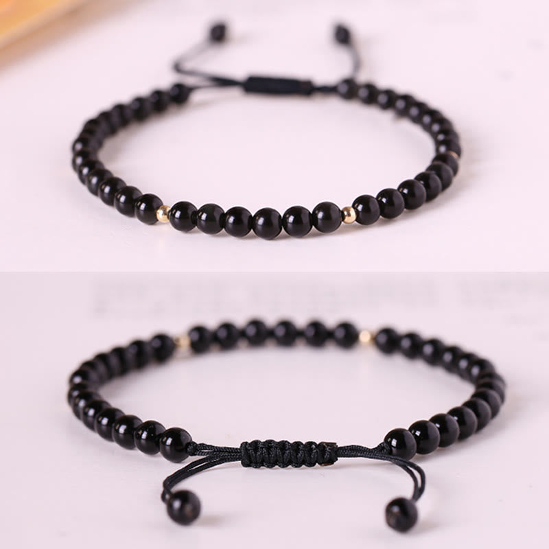 KarmaRipple's Small Black Obsidian Beadwork Fulfillment Rope Bracelet p10