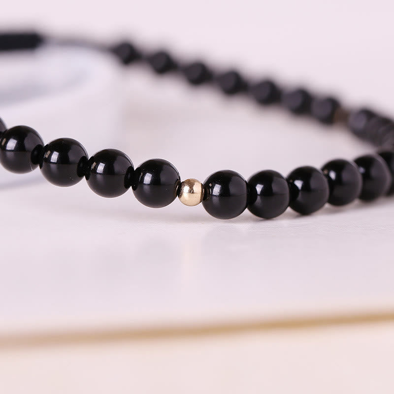 KarmaRipple's Small Black Obsidian Beadwork Fulfillment Rope Bracelet p13