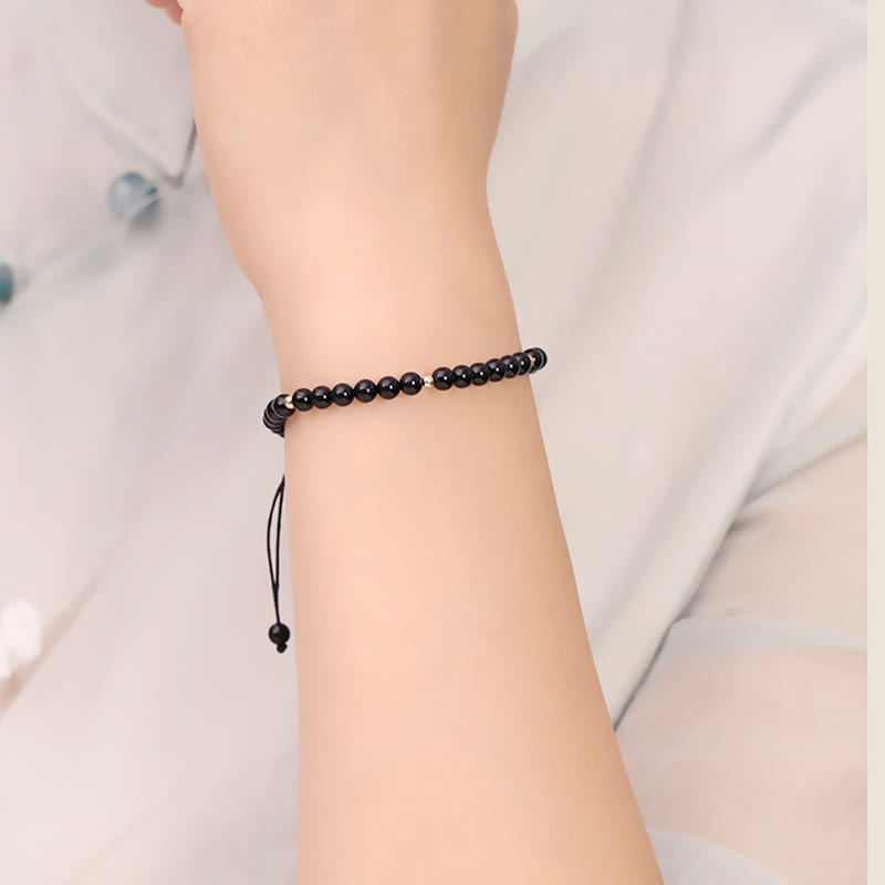 KarmaRipple's Small Black Obsidian Beadwork Fulfillment Rope Bracelet p8