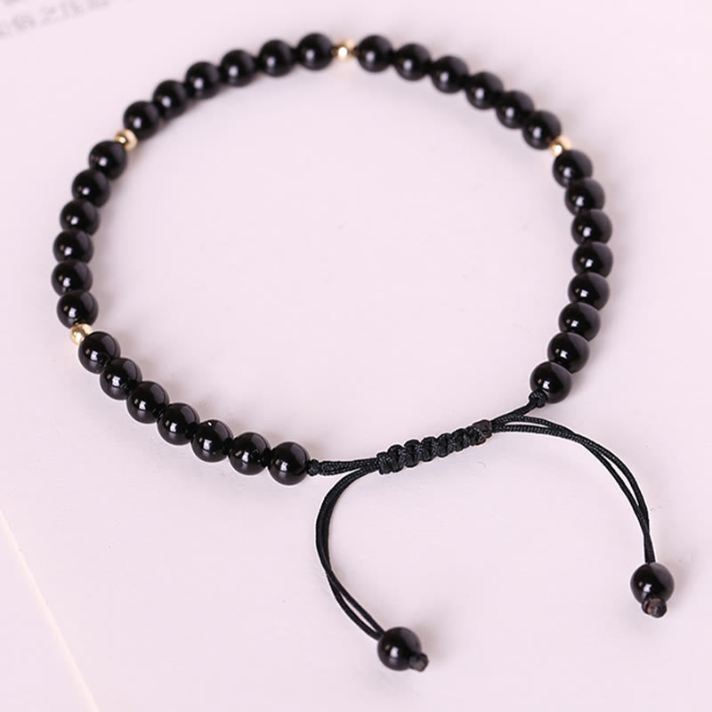 KarmaRipple's Small Black Obsidian Beadwork Fulfillment Rope Bracelet p12