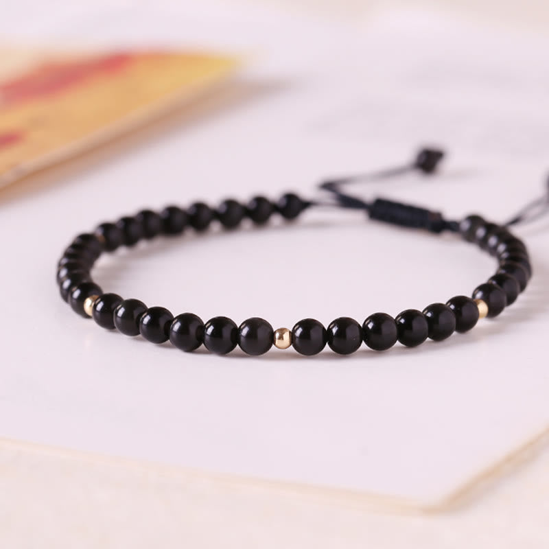 KarmaRipple's Small Black Obsidian Beadwork Fulfillment Rope Bracelet p11