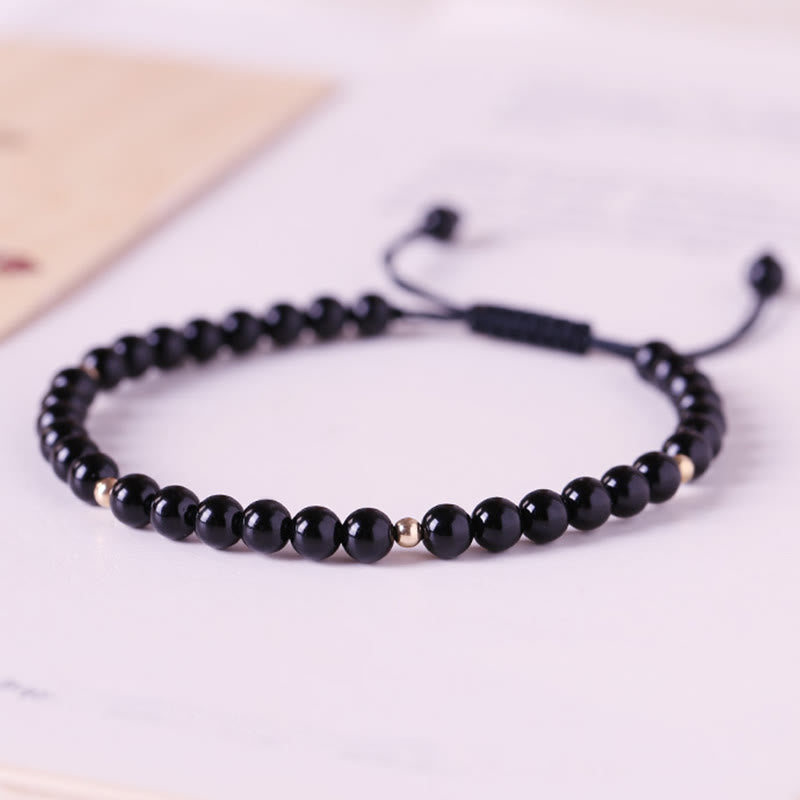 KarmaRipple's Small Black Obsidian Beadwork Fulfillment Rope Bracelet p4