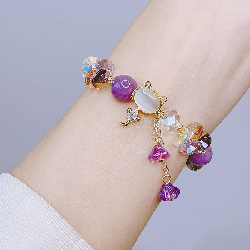 KarmaRipple's Amethyst Green Gemstone Red Gemstone Cat Balance Bracelet p8