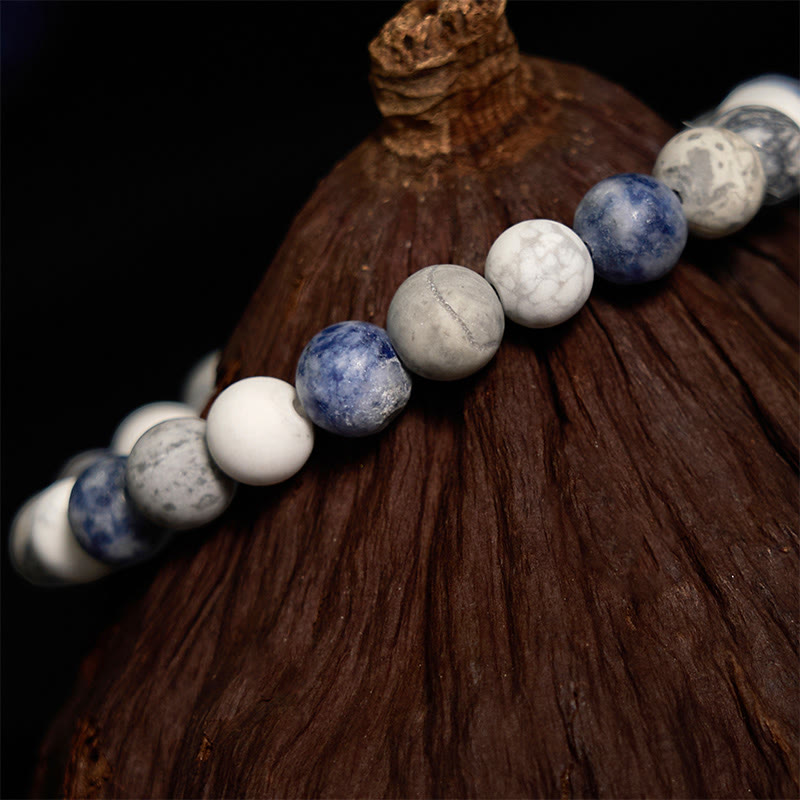 KarmaRipple's Ivory Turquoise Picasso Jasper Blue Spot Jasper Relaxation Bracelet p4