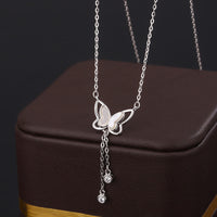 KarmaRipple's 999 Sterling Silver Tridacna Stone Butterfly Calm Pendant Necklace
