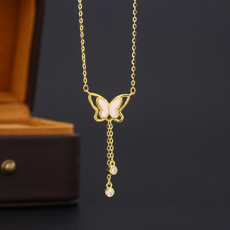 KarmaRipple's 999 Sterling Silver Tridacna Stone Butterfly Calm Pendant Necklace p2